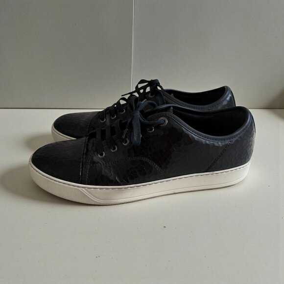 LANVIN Men's DBB1 Scarpe Black Leather Sneakers Size 10